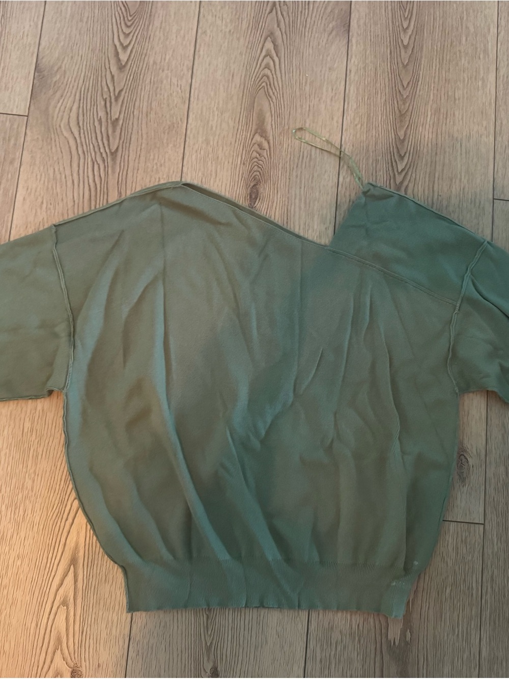 Women's Olive Green Off-Shoulder Knit Sweatshirt